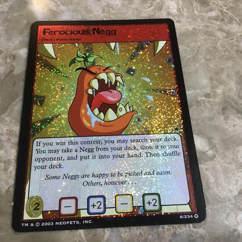 RARE 2003 NEOPET CARD Ferocious Negg